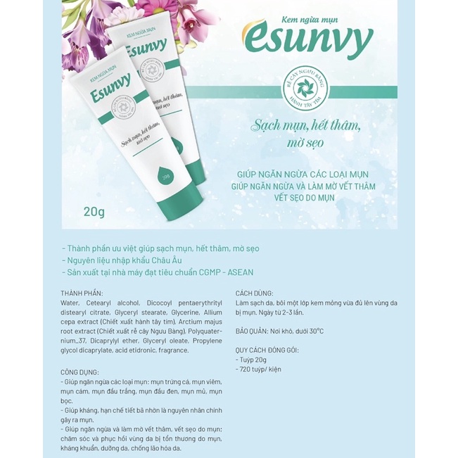 ESUNVY - viên uống kem sữa rửa mặt