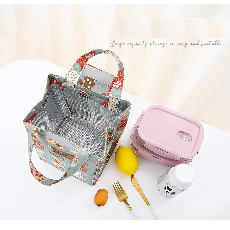 Túi Đựng Cơm Giữ Nhiệt Hoạ Tiết Tropical Vải Oxford Chống Thấm Nước.#TGNL4902