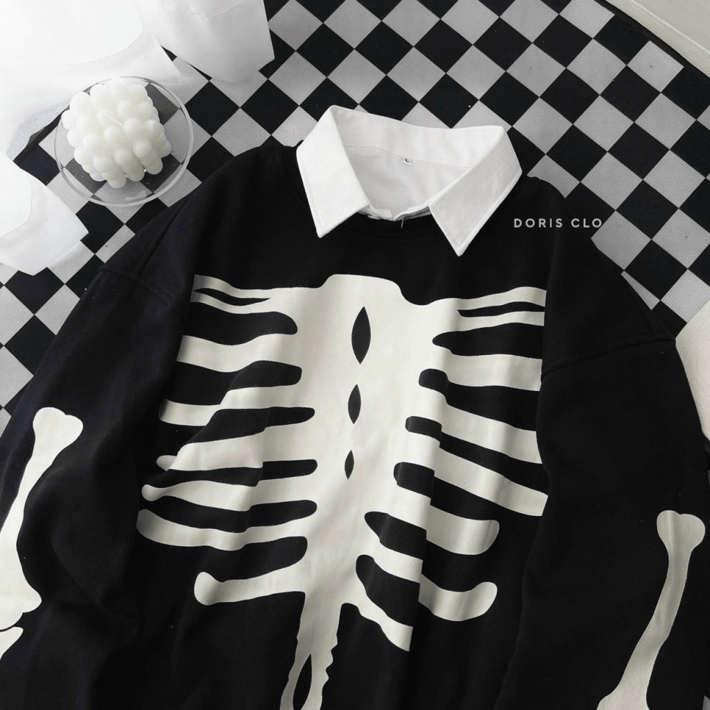 (Free Ship) Áo Hoodie Sweater Nam Nữ Họa Tiết Bộ Xương Thời Trang Cá Tính Sành Điệu Shop VLTN