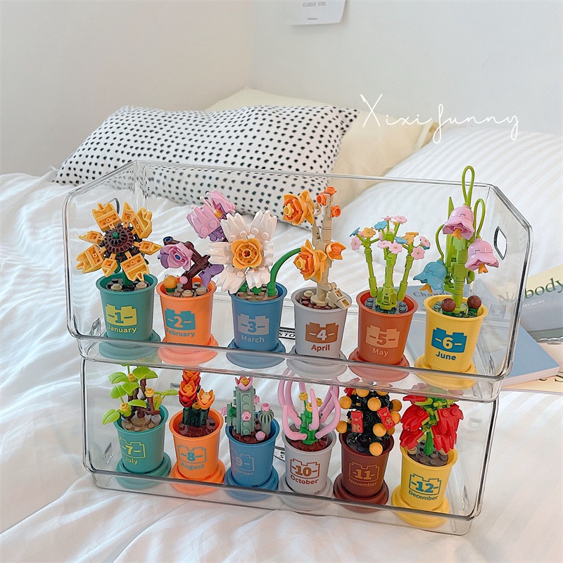 Succulent Building Blocks Potted Immortality Bouquet Coffee Cup Brick Toy For Child Children Girls Mini Art DIY Gift