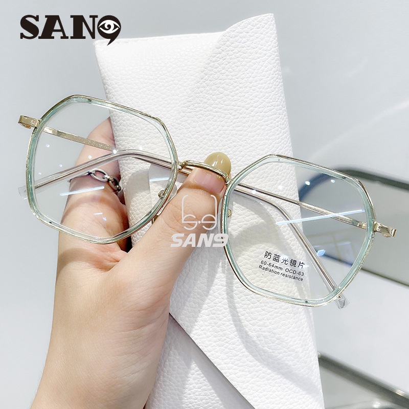 Mắt kính gọng kim loại chống ánh sáng xanh phong cách retro Hàn Quốc