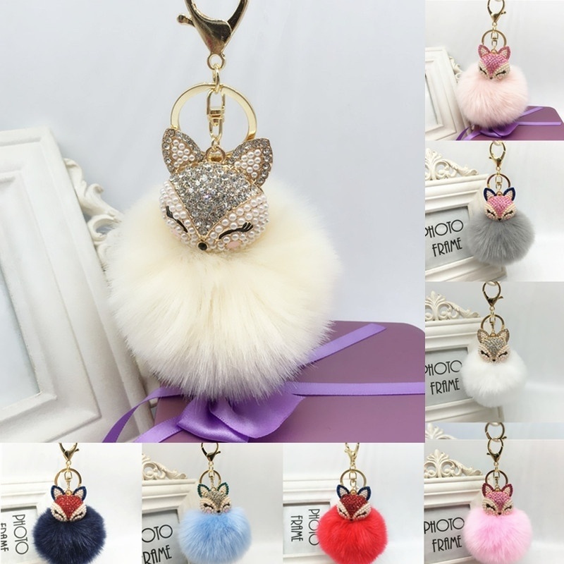 Móc Khóa Lông Cáo Đính Đá Sang Trọng