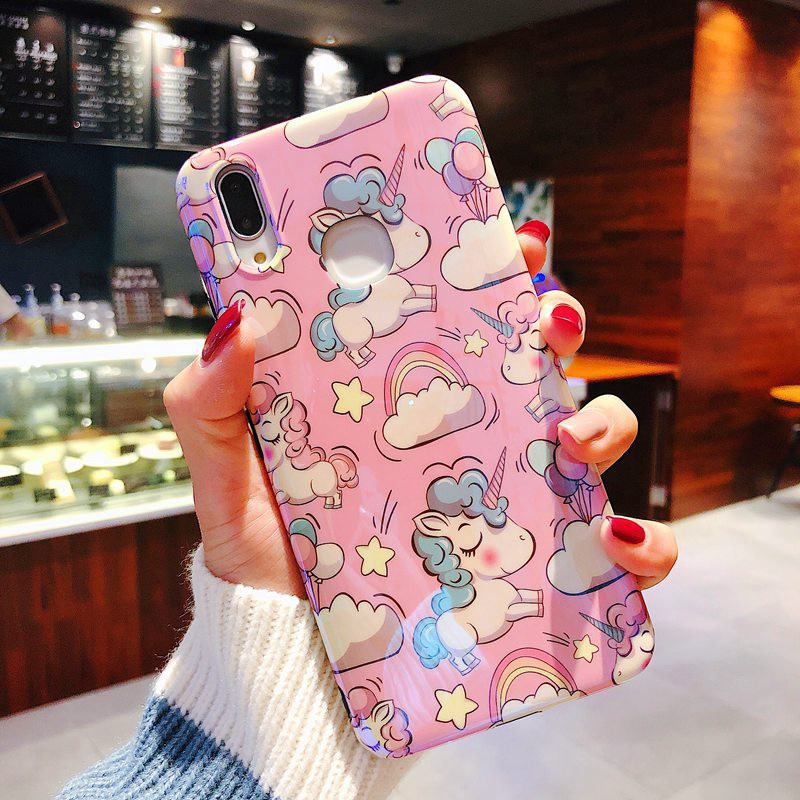 Huawei Honor 20 Nova 4 4e 3i 3 3E P30 P20 Pro Mate 20 Pro Lite Case Cute Animal Unicorn Blu-ray Hard PC Back Phone Cover