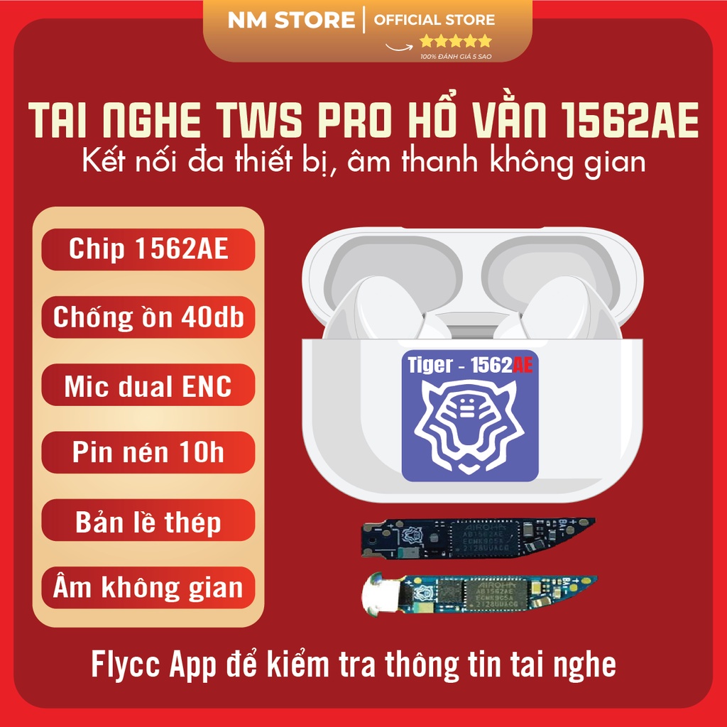 1562AE - Tai Nghe Bluetooth Không Dây Pro 1562AE - Chống Ồn Chủ Động Anc 40dB - Âm Vòm Thật - Mới Nhất 2022 | Nmstore