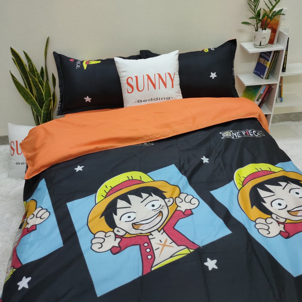 Bộ Chăn Ga Gối SUNNY Bedding Mẫu One Piece Luffy Cho Nệm (Drap) M2,M4,M6,M8,2m2 (Freesize)