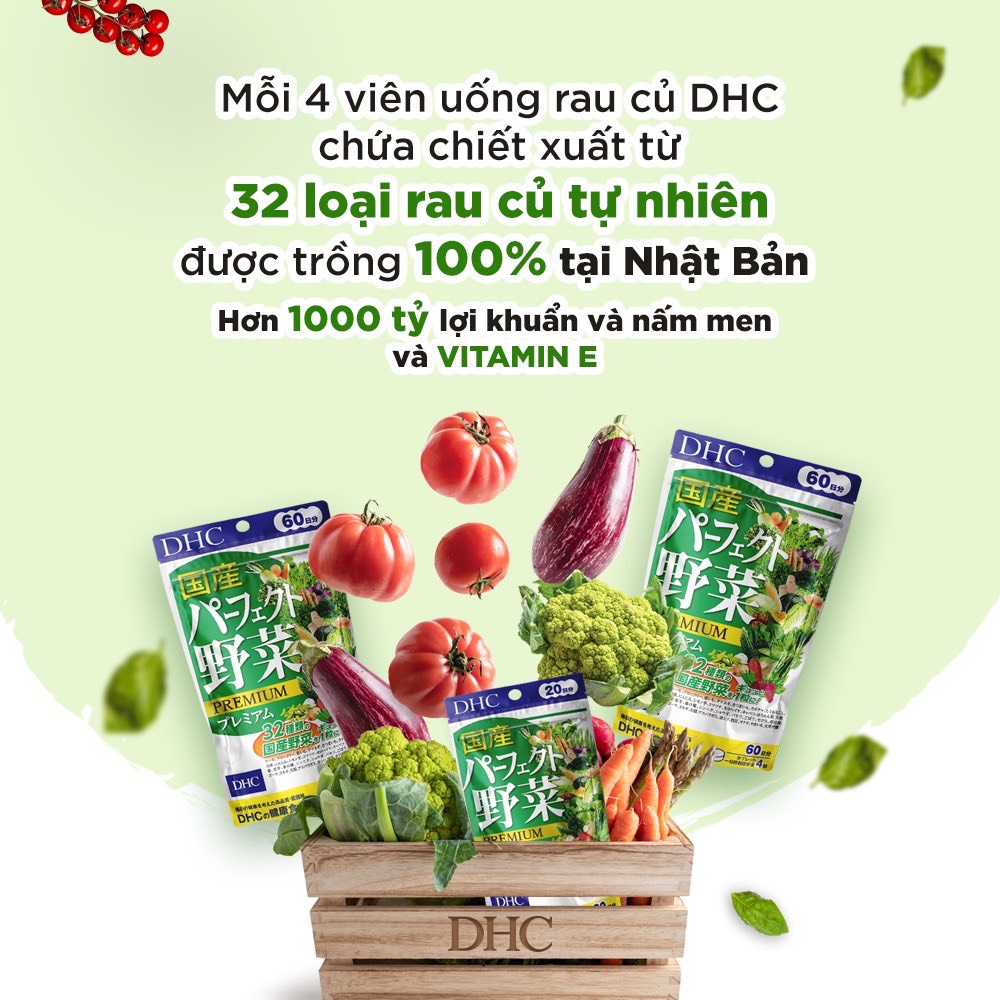 Viên uống rau củ DHC Nhật Bản bổ sung chất xơ vitamin giảm nóng trong táo bón ngừa mụn làm đẹp da gói 30 ngày
