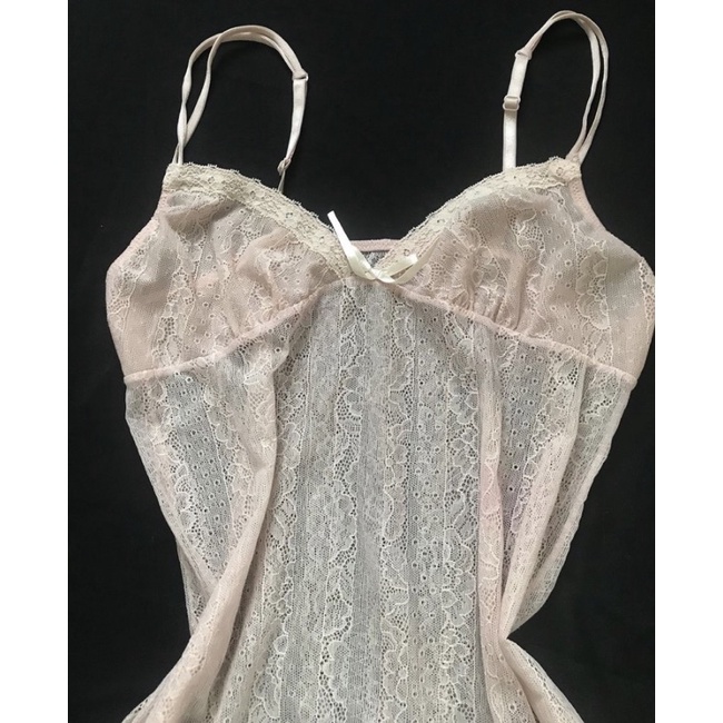 Đầm ngủ, váy ngủ vintage chất ren mỏng 2hand sleepdress