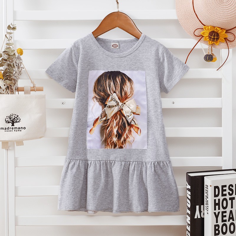 Váy mikrdoo tay ngắn dễ thương thời trang mùa hè dành cho trẻ em