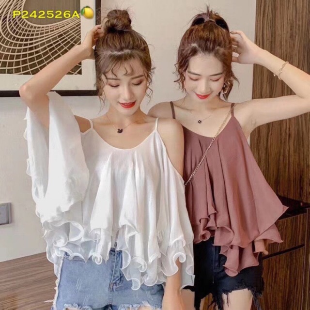 Áo hai dây voan bèo đẹp nhiều màu | BigBuy360 - bigbuy360.vn