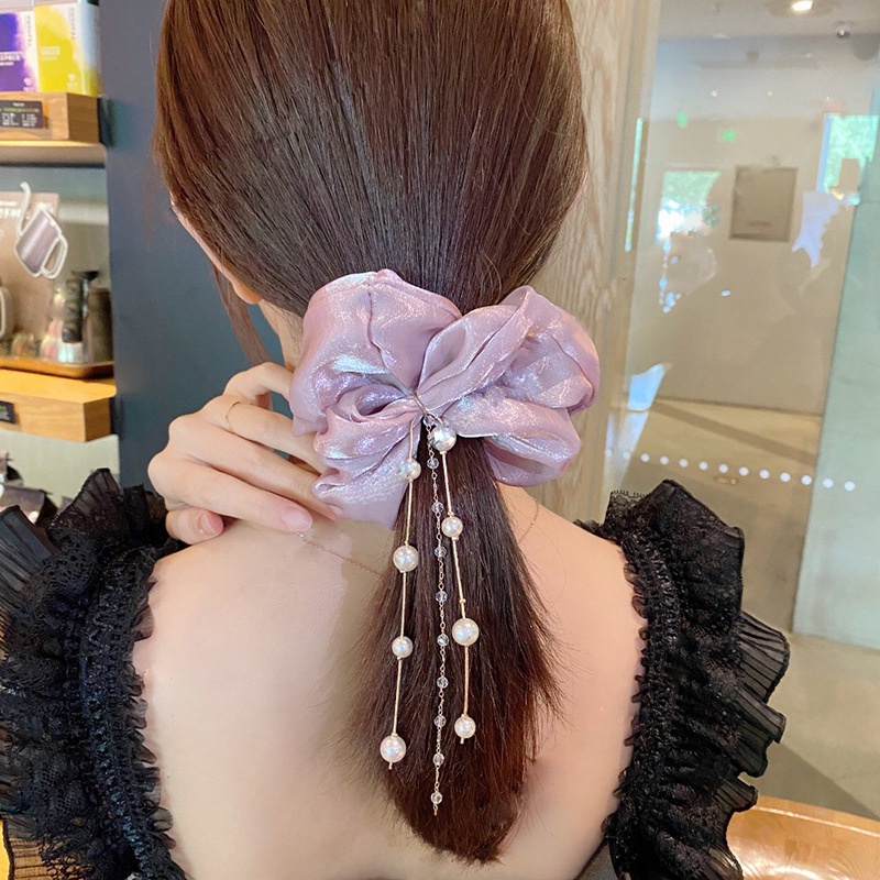 Dây buộc tóc đuôi ngựa đính hoa và ngọc trai giả mới dành cho nữ 2021