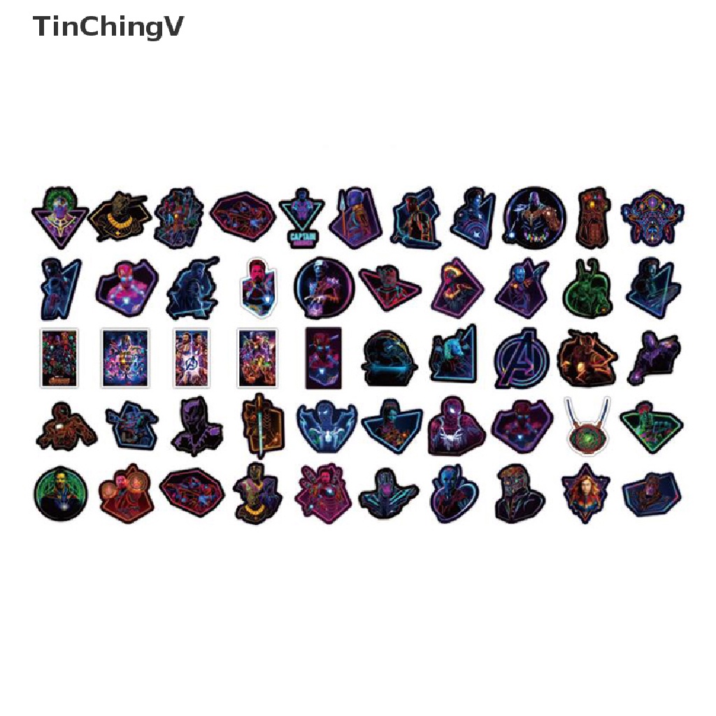 Bộ 100 Miếng Dán Neon Marvel Avengers Trang Trí Laptop Ván Trượt Hành Lý