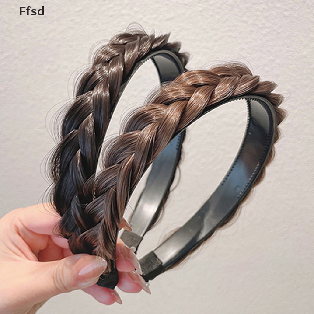 {Ffsd} Băng Đô Dạng Tóc Giả Thắt Bím Xương Cá Thủ Công Bản Rộng Phong Cách Cổ Điển Bán Chạy Cho Nữ