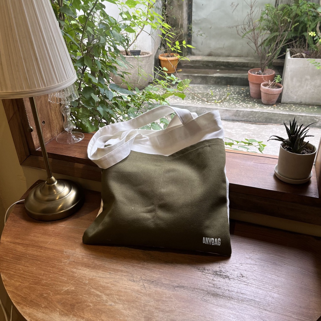 Túi tote vải canvas dáng dọc phối màu thời trang ANYBAG