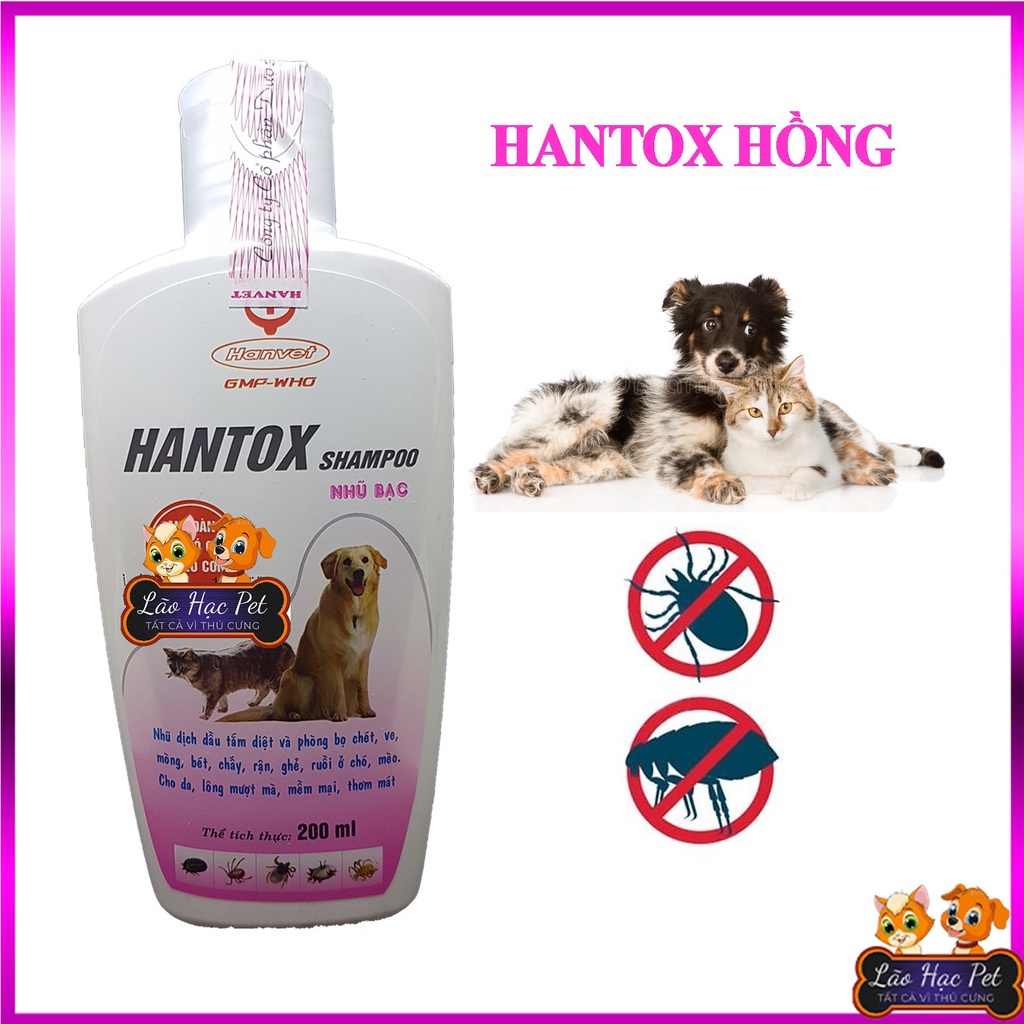 Sữa tắm cho chó mèo - Sữa tắm Hantox - Diệt bọ chét ve rận trên chó mèo