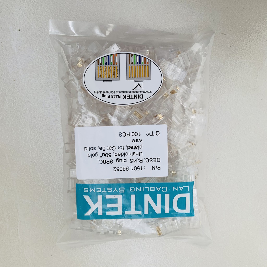 Đầu mạng Dintek 5E RJ45 (100 cái) - Hàng chính hãng