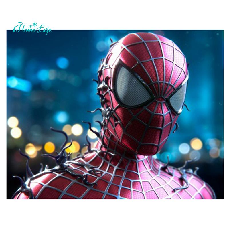 DIY Diamond Painting Spiderman in the Night Rhinestone Full Circle Diamond Wall Painting Bedroom Decoration