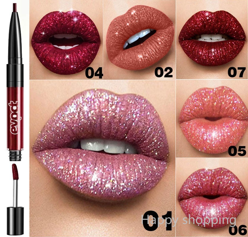 (Hàng Mới Về) Son Môi Kiêm Bút Kẻ Viền Môi Thiết Kế Hai Đầu Lâu Trôi Không Dính Cốc | BigBuy360 - bigbuy360.vn