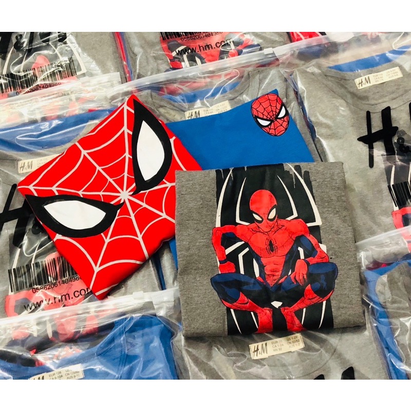 Set 3 áo cotton dài tay Spiderman HM 1-10Y (có ảnh thật)