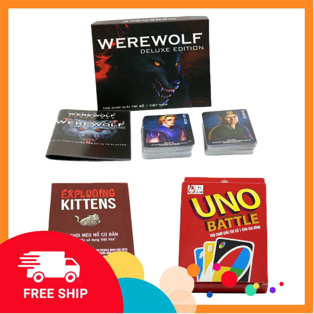 SET Board Game Kinh Điển (Mèo Nổ, Uno, Ma Sói)