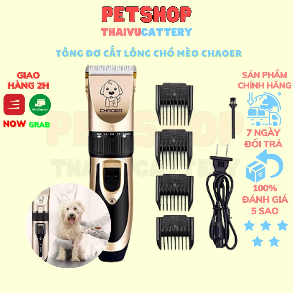 [THANH LÝ] Tông đơ cắt lông chó mèo Chaoer -Full phụ kiện, tông đơ tỉa lông thú cưng nhập khẩu cao cấp