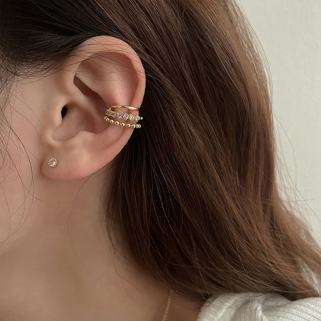 Khuyên Tai Kẹp Vành Không Xỏ Lỗ Đính Ngọc Trai Zircon Đơn Giản Cao Cấp Phong Cách Hàn Quốc Cho Nữ
