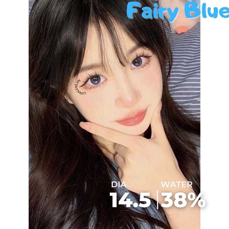 MỘT ĐÔI KÍNH ÁP TRÒNG MÀU XANH ĐEN FAIRY BLUE LENS CÓ ĐỘ CẬN SIÊU ÊM SIÊU MỀM NỘI ĐỊA TRUNG QUỐC