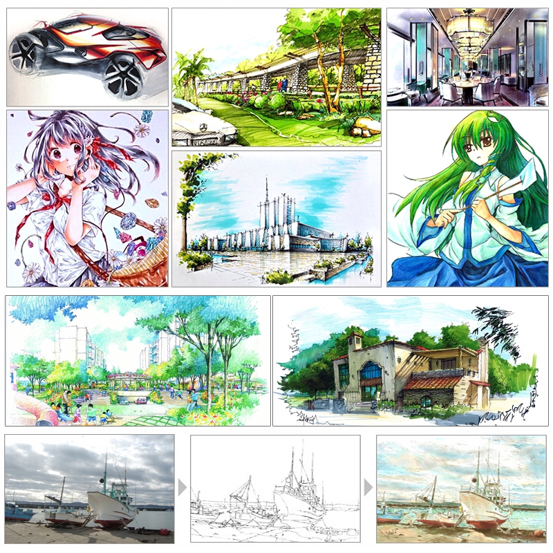 Set 12 bút màu vẽ tranh TOUCHNEW thiết kế hai đầu tiện dụng