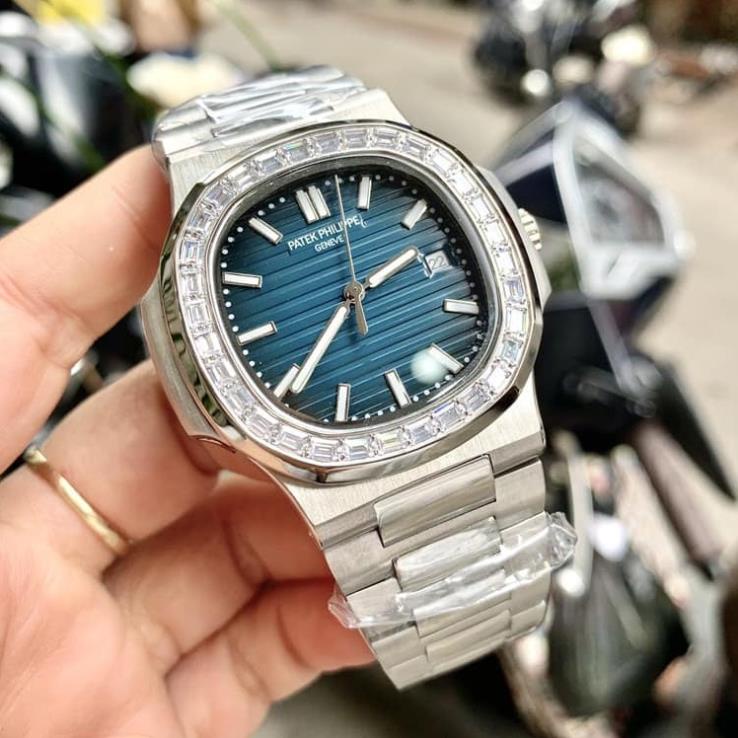 Đồng hồ Nam Ptk máy nhật chạy cơ Automatic vuông vành đá vuông size 41mm dây kim loại kim có dạ quang