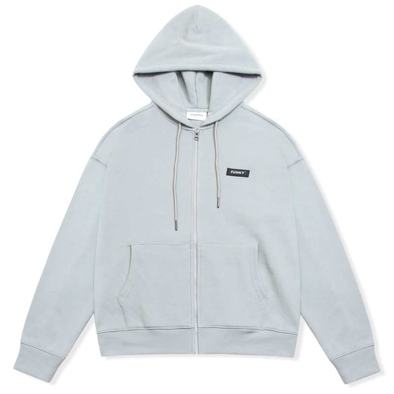 ÁO KHOÁC HOODIE ZIP NAM NỮ CÓ MŨ RỘNG UNISEX MÀU XÁM MINT FUNKY