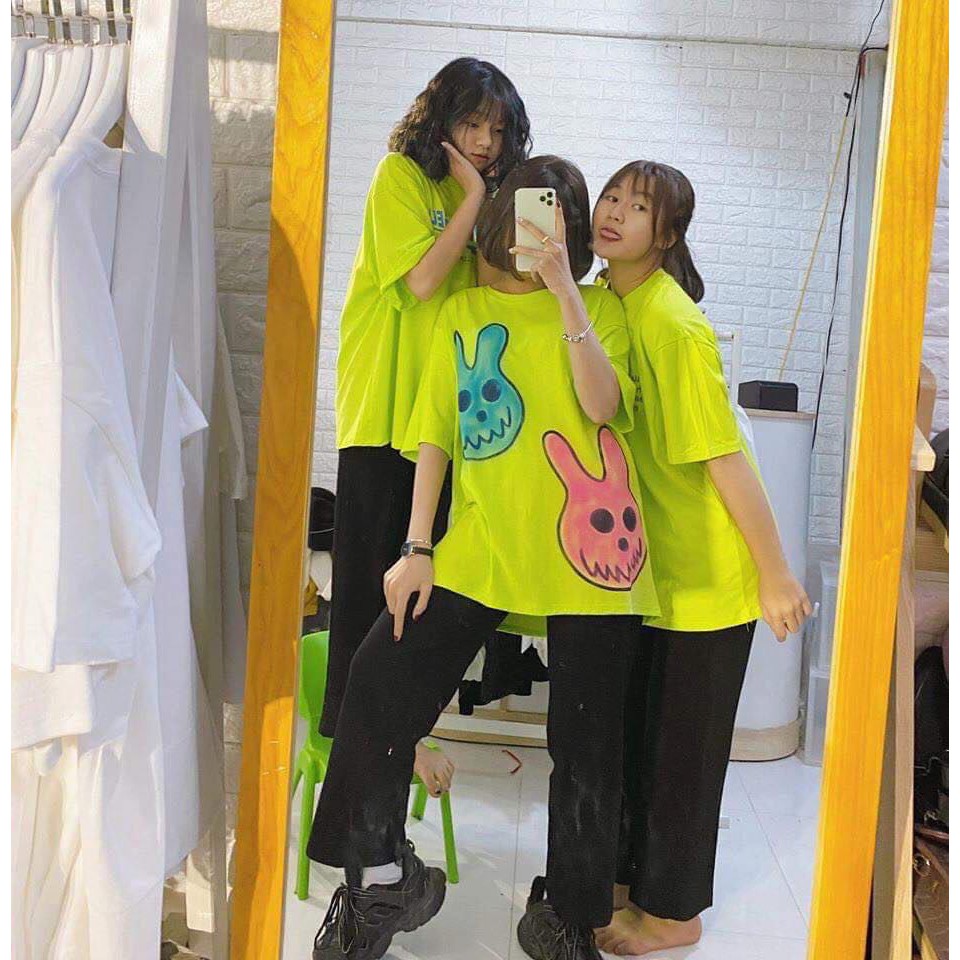 ÁO PHÔNG ĐẦU THỎ CUTE XANH NEON ULZZANG