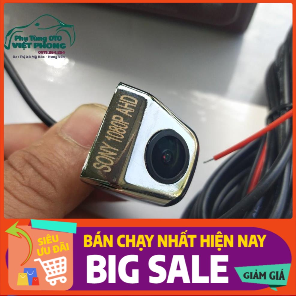 Camera lùi ô tô AHD 1080 chíp sory góc rộng, vỏ kim loại chrome sáng bóng, ống kính lồi, độ nét cao