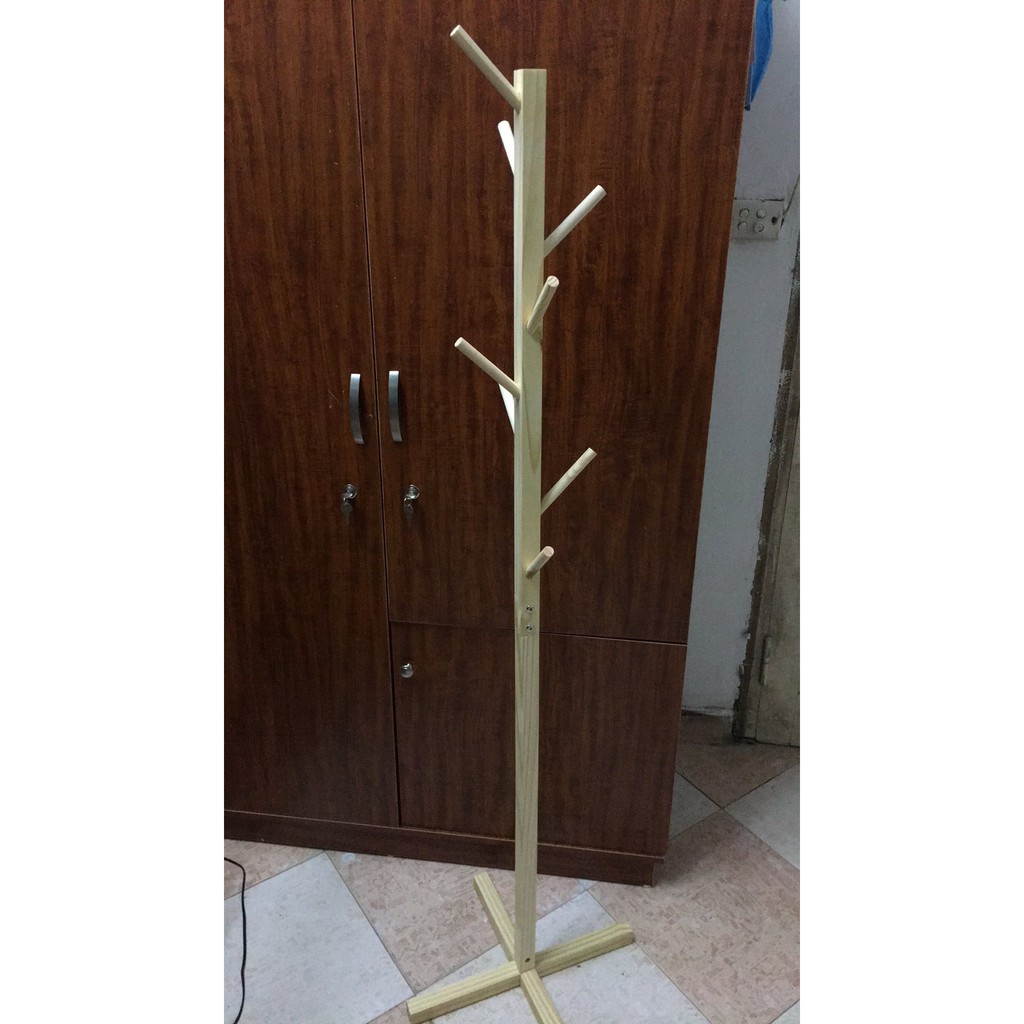 Cây treo quần áo gỗ RIBO HOUSE Standing Hanger kệ sào treo quần áo túi xách loại đứng RIBO136