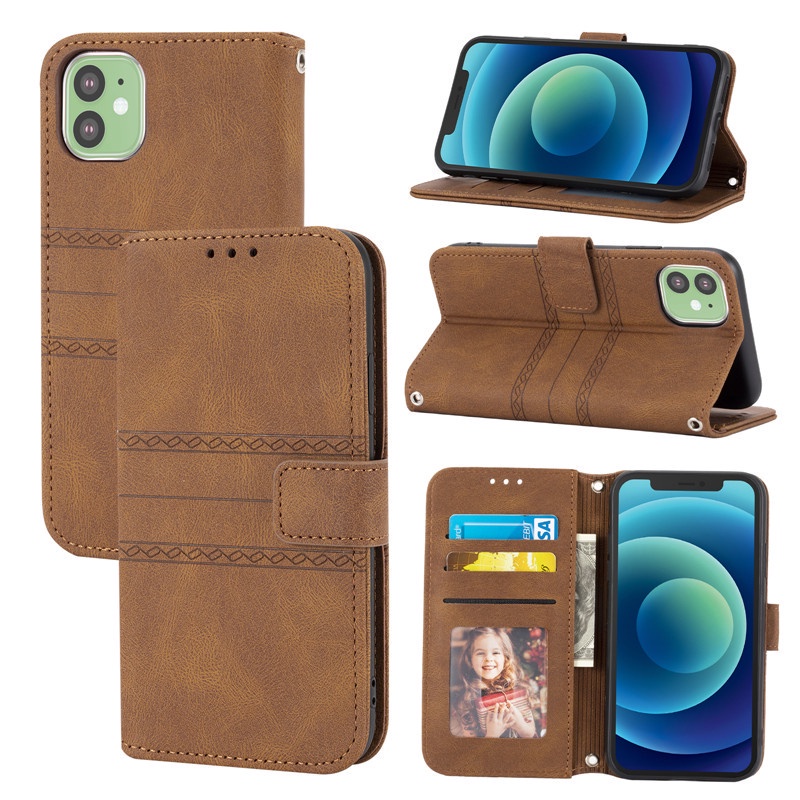 Bao da điện thoại kiểu ví lật có ngăn đựng thẻ màu đỏ thời trang cho iPhone 11 Pro XS Max XR X SE 2020 8 7 6 6s Plus