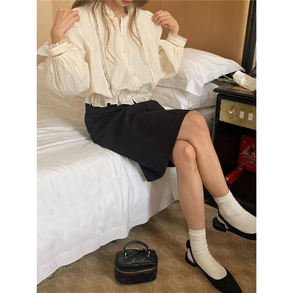 Áo Kiểu Tay Dài Dáng Rộng Màu Sắc Thanh Lịch 61072