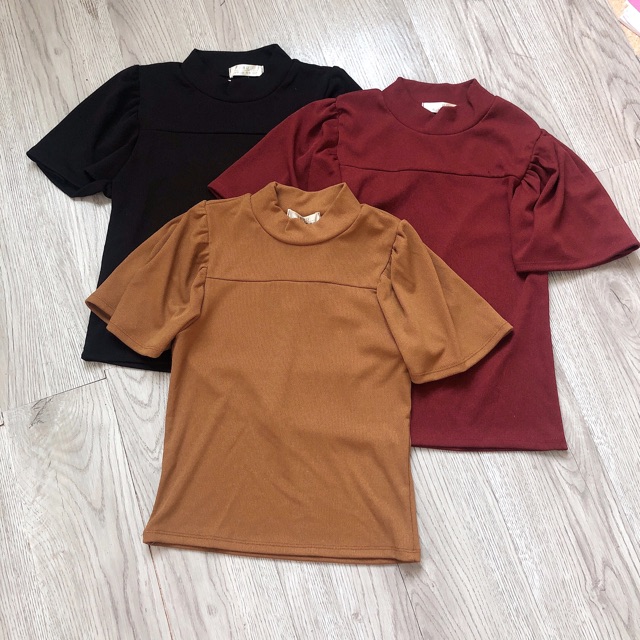 Áo len cộc tay cổ 3p, chất len mỏng co dãn | BigBuy360 - bigbuy360.vn