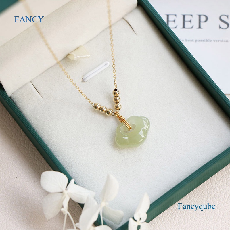 Fancy Vòng cổ Ngọc Bích Hetian Nhẹ Nhàng Sang Trọng Thời Trang Cho Nữ