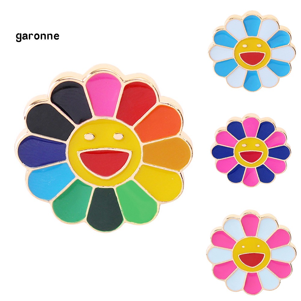 GA_Colorful Sunflower Smile Brooch Pin Collar Badge Bags Jewelry Clothes Decor