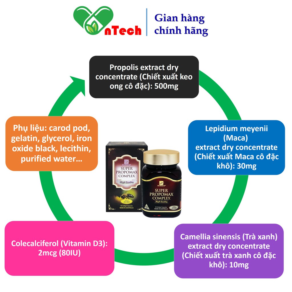 Viên uống Dr.Natural Super Propomax Comlex bồi bổ cơ thể tăng sức đề kháng tăng cường hệ miễn dịch hộp 60viên