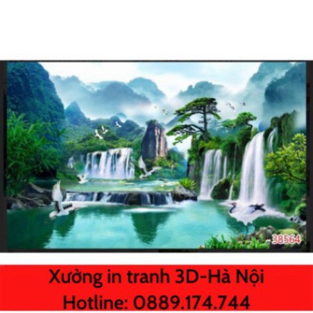 [Giá tại xưởng] tranh 3D sơn thủy, phòng khách dán tường in Vải Lụa zalo o889174744 o889.174.744