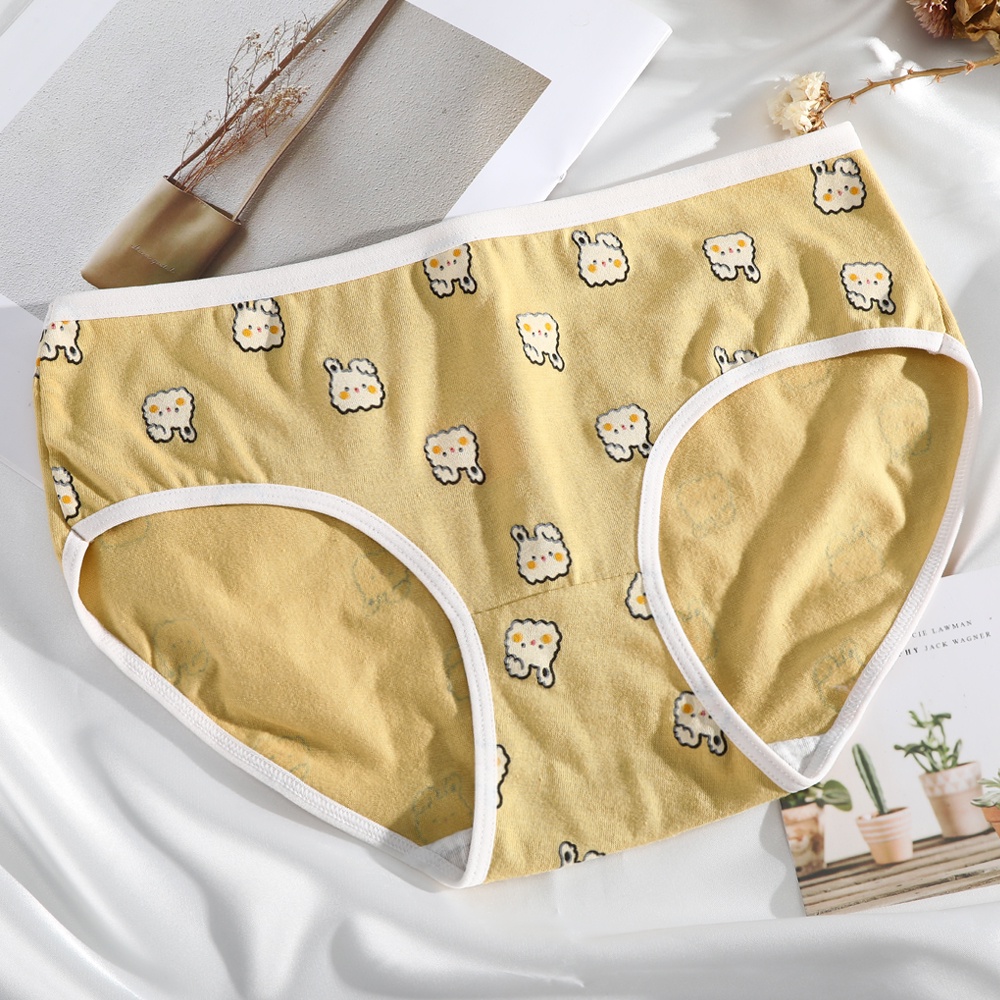 Quần lót LEVAO bằng cotton lưng vừa in họa tiết dễ thương cho nữ