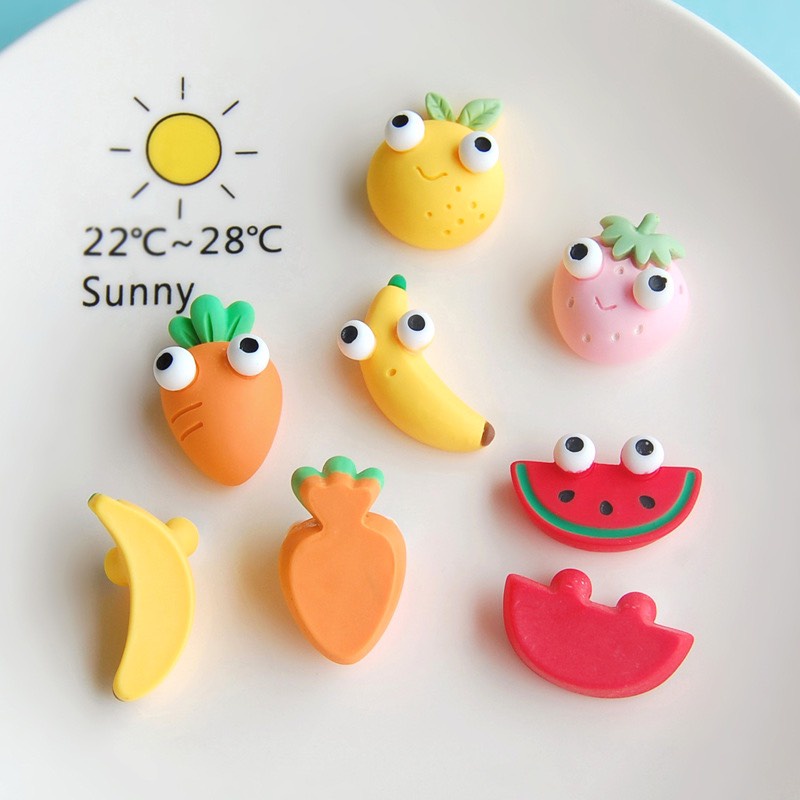 Charm (C160) slime/ Dụng Cụ Trang Trí [Ko Keo &amp; Nút] Hình Trái cây vui nhộn (cỡ 2.5 cm)