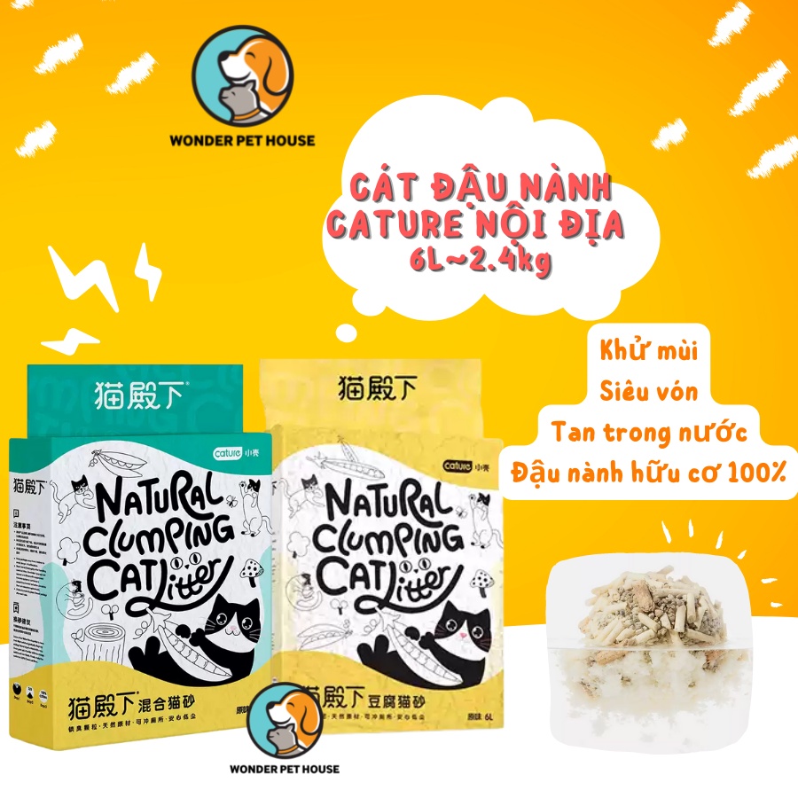 Cát vệ sinh đậu nành, gỗ cho mèo Cature nội địa Trung cho mèo 6L