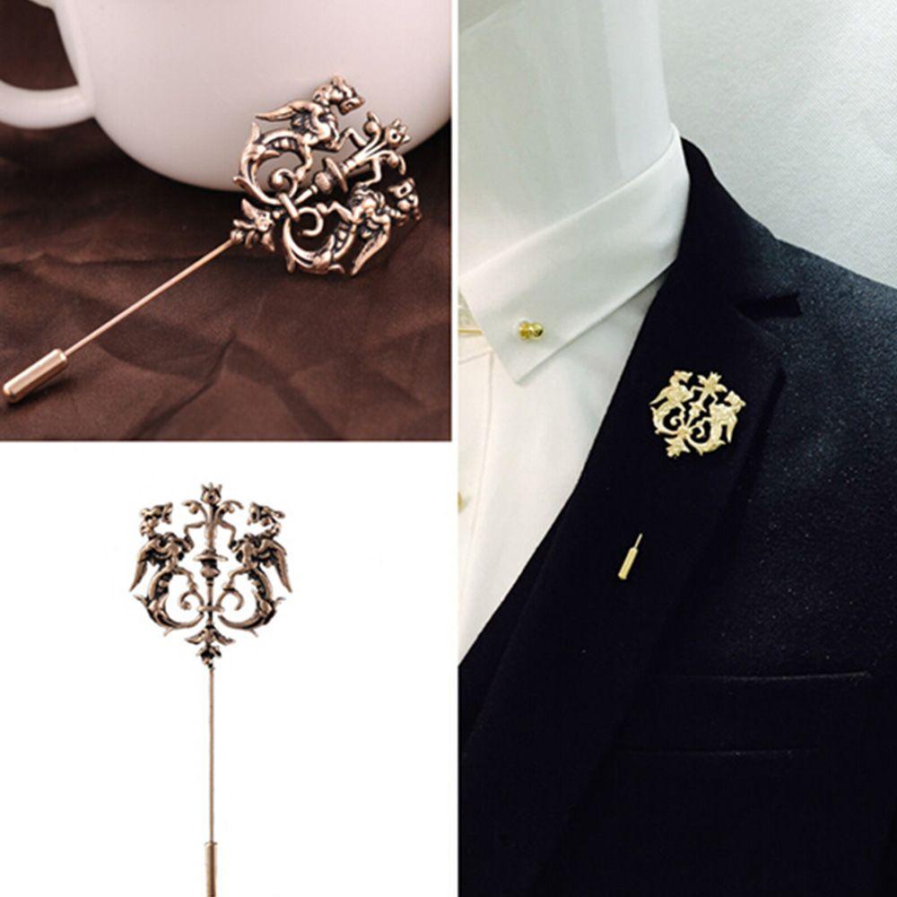 Trâm Cài Áo Hình Hai Chú Sư Tử Màu Ngà Thanh Lịch