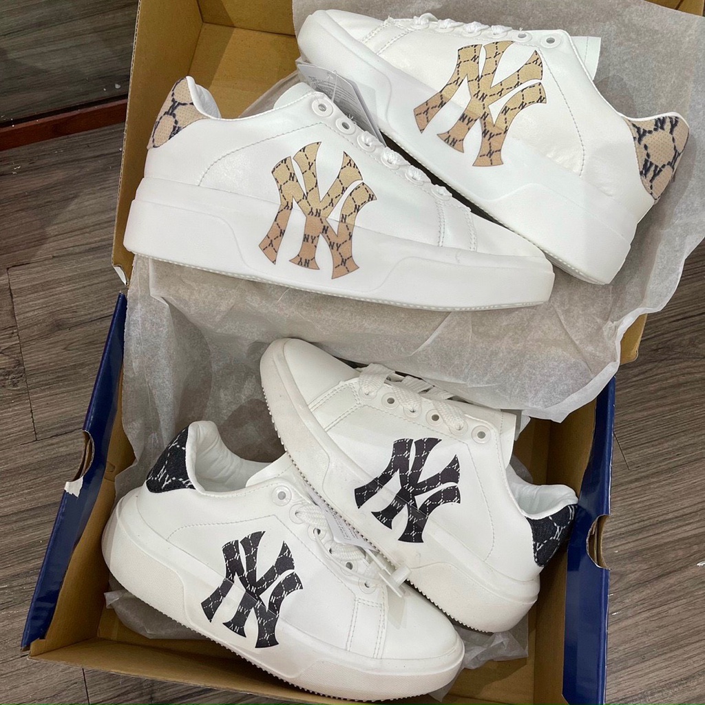 Giày Mc queen LA,NY Trắng Mẫu Mới 2022, Giày MLB , Hàn Quốc Nam Nữ Độn đế full bill box