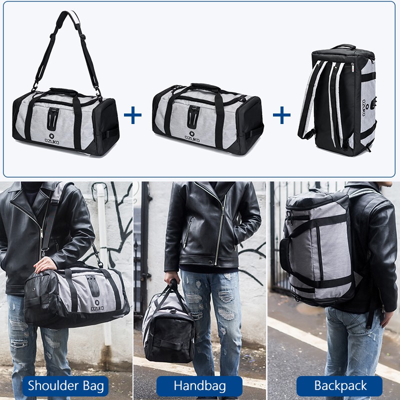 🔥Ready Stock🔥 【Leacat】 Multifunctiona Men Travel Duffle Bag Túi xách hành lý Oxford chống thấm nước