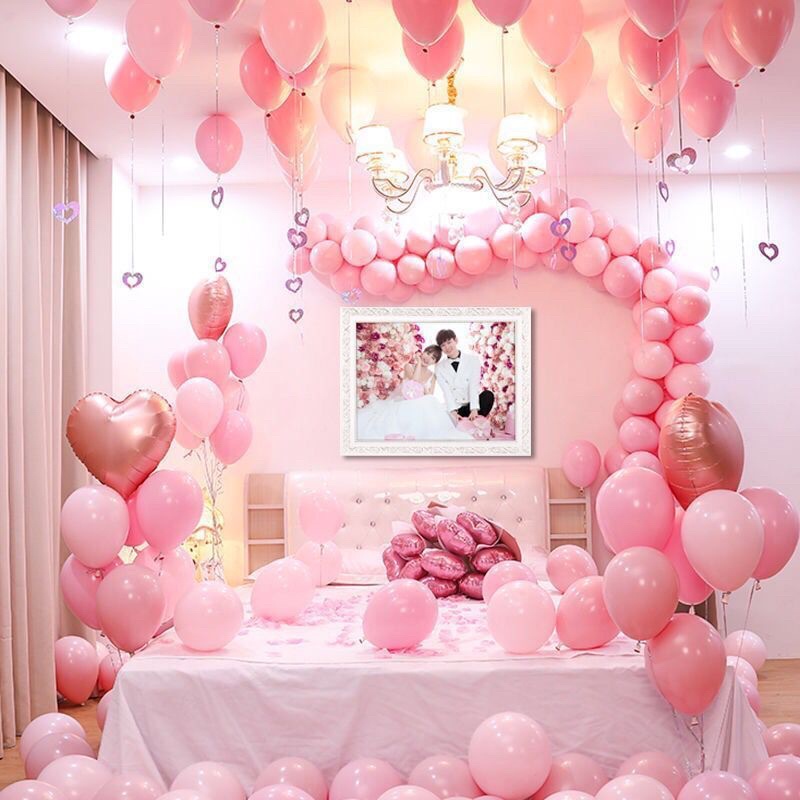 Set bóng bay trang trí phòng cưới size to đủ phụ kiện KK05