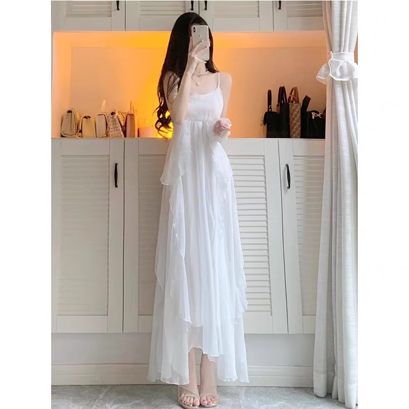 CÓ SẴN🎀Đầm maxi Đi biển ullzang voan tơ hai dây 𝐋𝐀𝐋𝐀𝐃𝐔𝐃𝐔 xoè nhiều tầng/ Váy Công Chúa Cổ Tích Nàng Thơ Chụp Ảnh Du Lịch