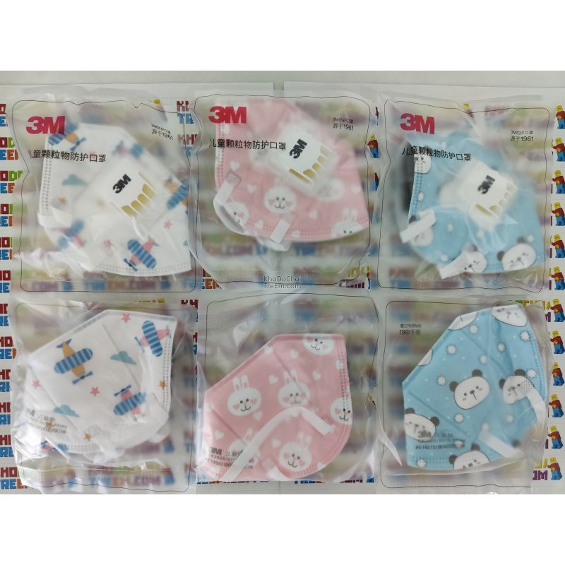 Khẩu trang trẻ em 3M 9561V KN95 lọc hơn 95% bụi siêu mịn PM2.5 có van thở 1 chiều, đệm mũi bé con trai gái | BigBuy360 - bigbuy360.vn