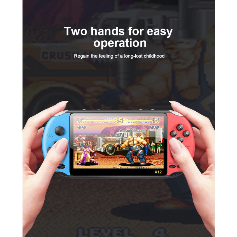 Máy chơi game cầm tay X12 5.1 inch tay cầm đôi hỗ trợ thẻ nhớ tích hợp 1000 game