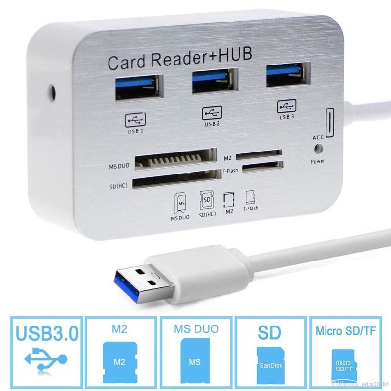 Bộ chia usb 3.0 kèm khe đọc thẻ nhớ loại tốt